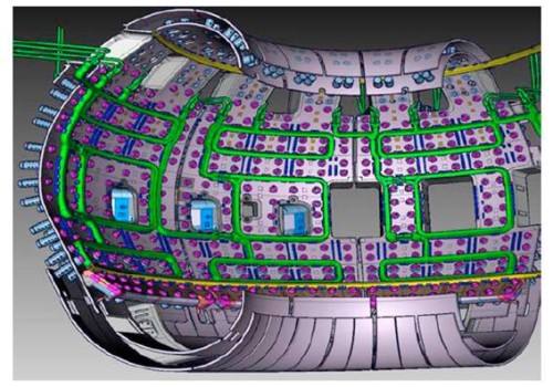 A cross section of the tokamak wall, with the new ELM coils in green (Source: [4])
